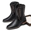 Fashion Men's Western Boots Fashion Mid-calf Cowboy Boots Retro Handmade Embroidery High-top Boots Men Casual Leather Boot Knight Botas