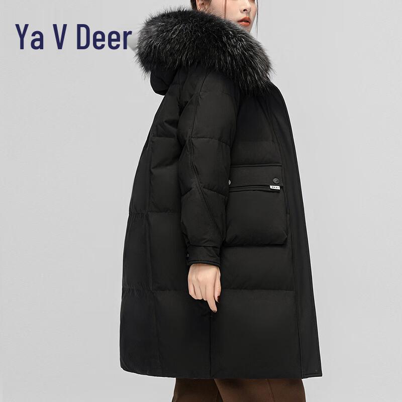 Yalu RS Women's Long Casual Winter Down Jacket with Fur Trim