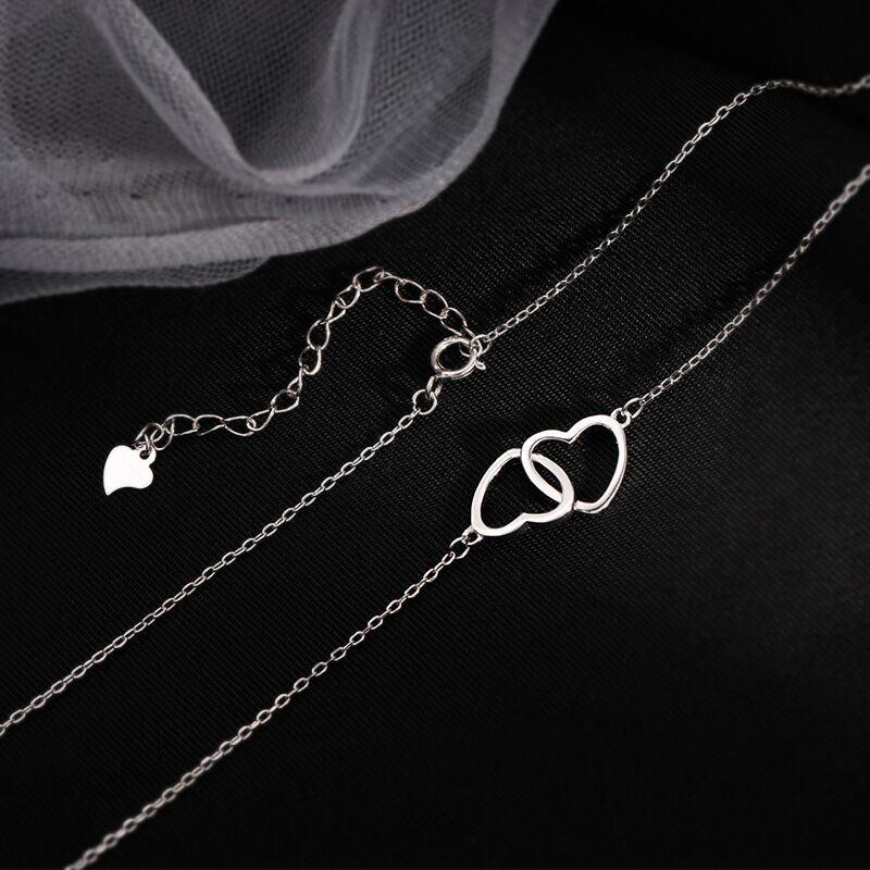 Simple Double Heart Pendant Necklace for Women Couple Stainless Steel Choker Gold Color Chain Wedding Party Friends Jewelry Gift