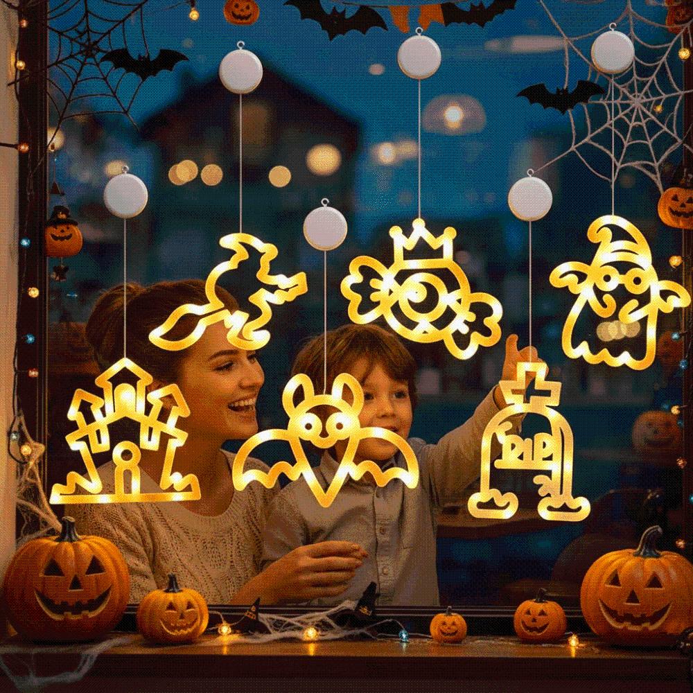 Battery-operated Halloween Suction Lights Waterproof LED Glass Pendant Holiday House Decoration