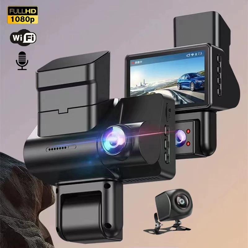 Видеорегистратор с тройной записью, HD 1080P, WiFi, инфракрасным ночным видением и сверхширокоугольным тройным объективом
