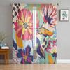 Flower Abstract Colorful Sheer Curtains For Living Room Bedroom Home Decor Kitchen Tulle For Windows Voile Drapes