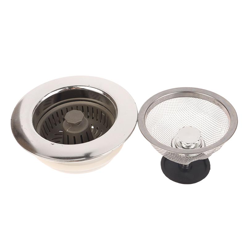 Kitchen Sink Strainers With Handle Stopper Sink Drain Basket Stainless Steel Mesh Filter Waste Hole Trap Strainer