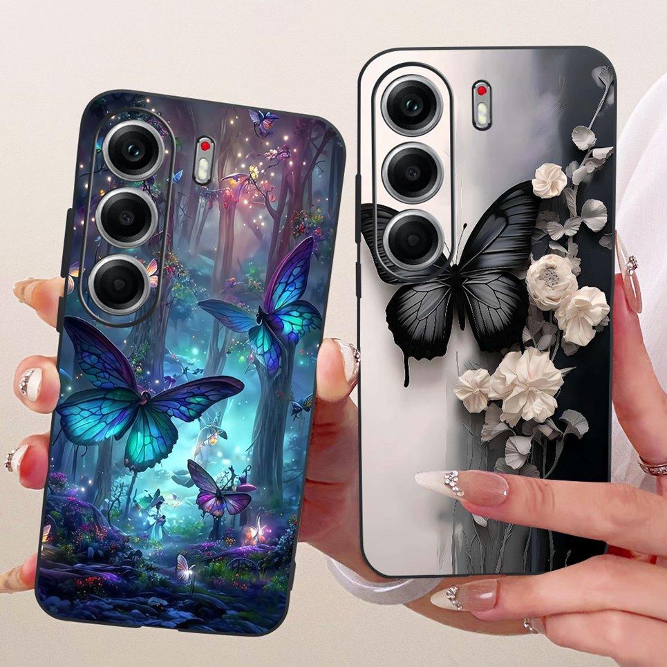 Чехол для телефона Tecno Camon 40 Pro 4G 5G Camon40 CM5, цветной, с рисунком бабочки и цветка, для женщин, девочек, мягкий силиконовый, матовая задняя крышка