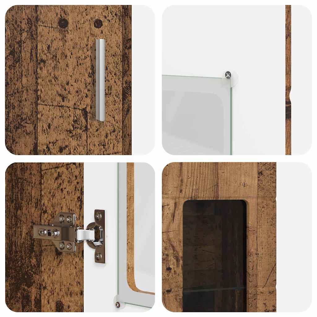FLORIN Highboard with Doors Reclaimed Wood Look 60 x 35 x 182 cm Particleboard