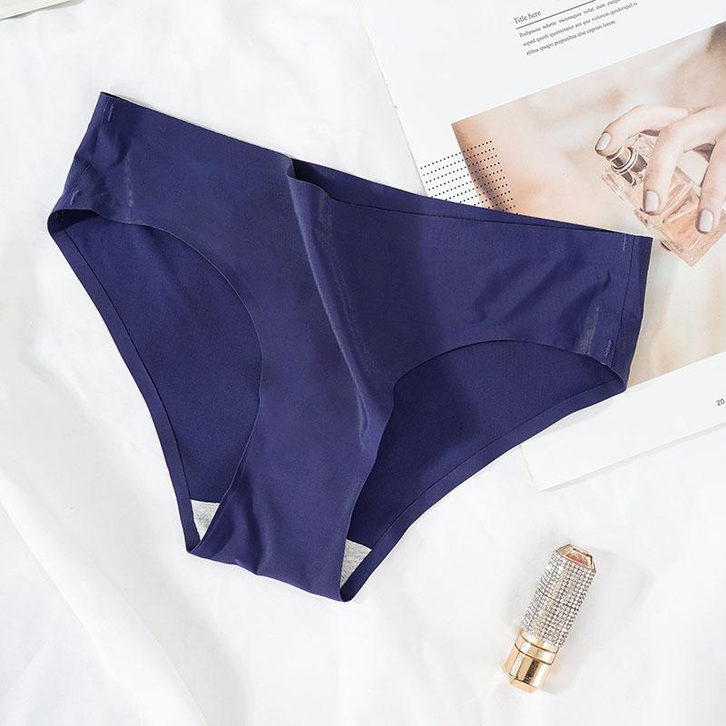 Women Ice Silk Solid Seamless Underwear Pantie Color Soft Comfortable Briefs Lingerie Women Underwear Briefs