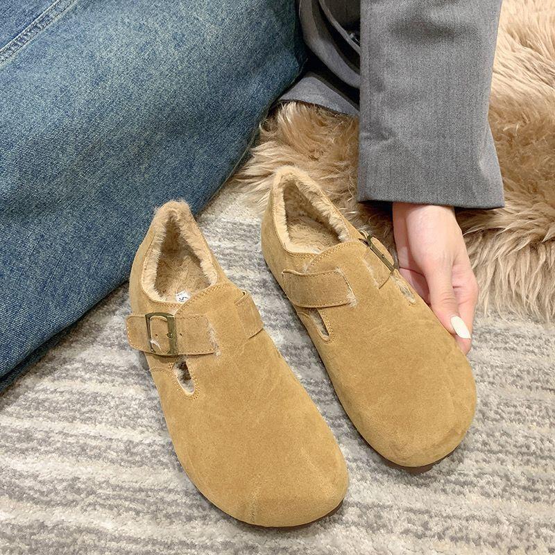 Обувь Birken, Женские теплые флисовые ботинки, Новые шерстяные туфли, Ретро хлопковые туфли на одну ногу