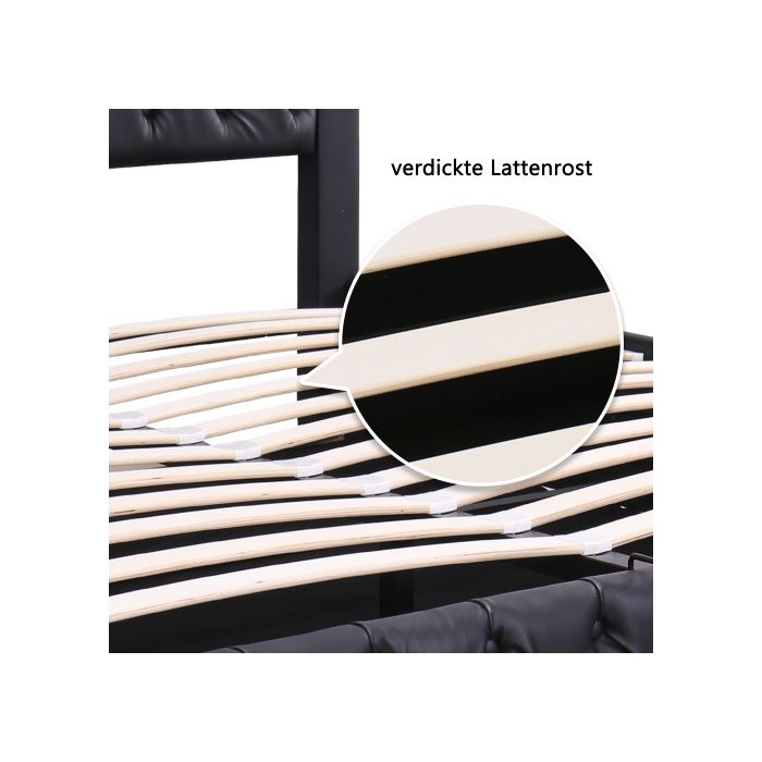 Lit - MUVOE - 180x200cm - Rembourré - Éclairage LED - Noir