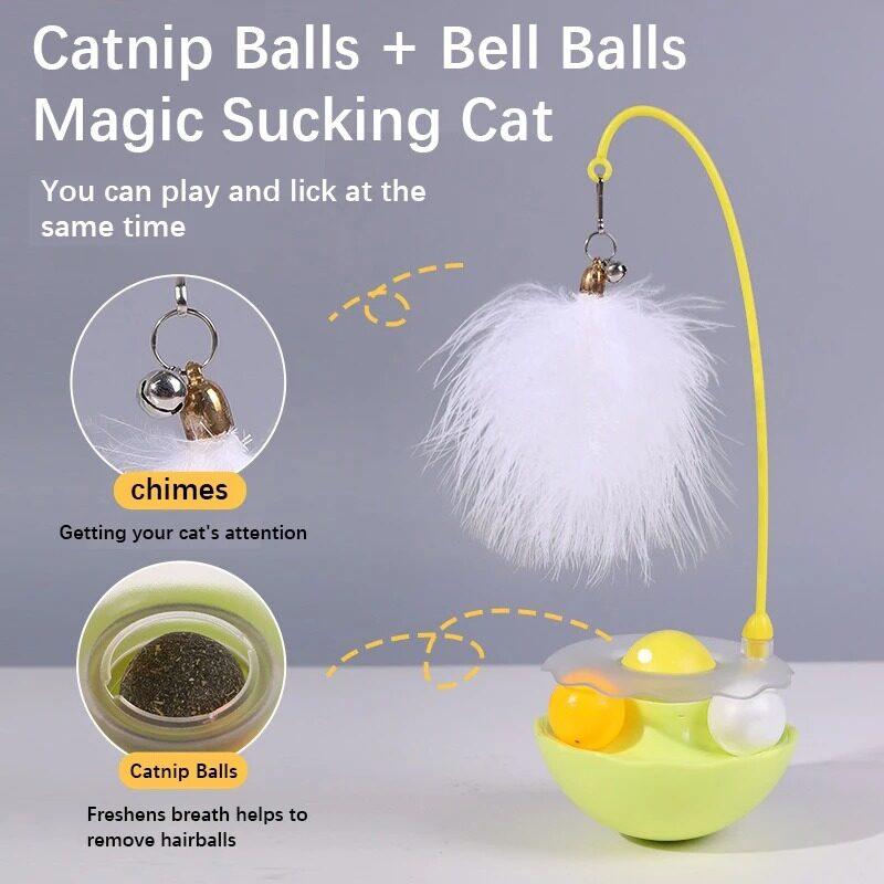 Игрушки для кошек, неваляшки, кошки, котята, интерактивные, устойчивые к укусам, поворотные плюшевые перья, игрушка для домашних животных с кошачьей мятой, упражнения для домашних кошек и котят