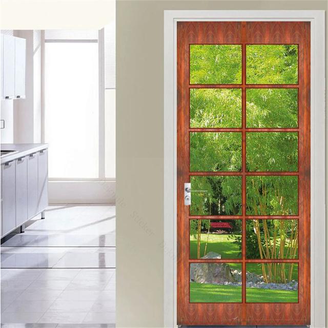 Glass Outside Landscape Door Stickers Muraux Home Wedding Decoration Wallpaper Poster Room Decor Aesthetic Bathroom