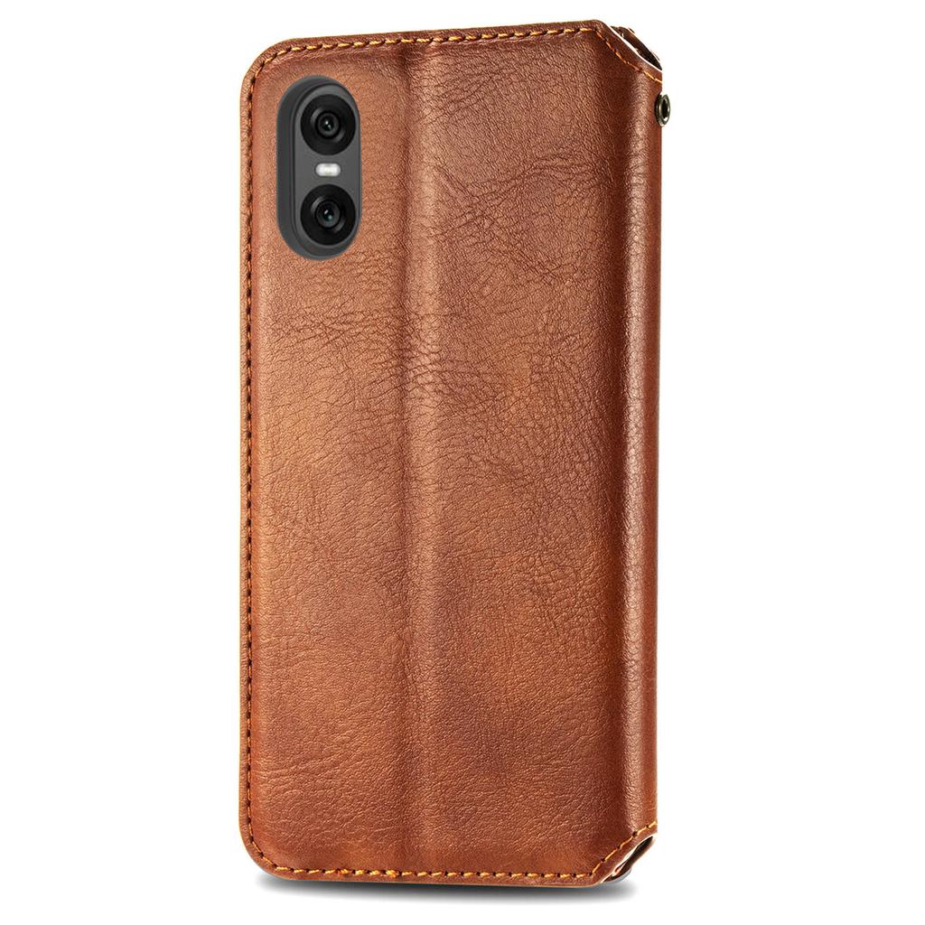 For Sony Xperia 10 VI PU Leather Case Rhombus Imprint Wallet Stand Phone Cover