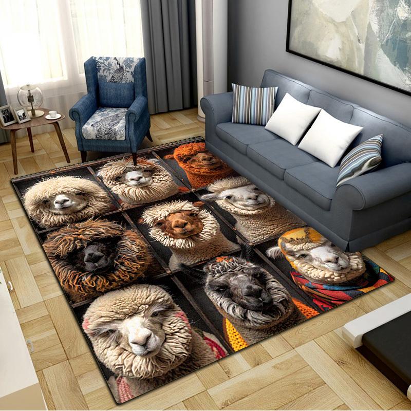 Alpaca Puzzle Carpet Rug for Living Room Bedroom Home Sofa Decoration,Kids play Non-slip Floor Mat