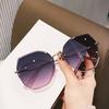 Korean Style 2021 Trendy Frameless Slim Sunglasses for Women