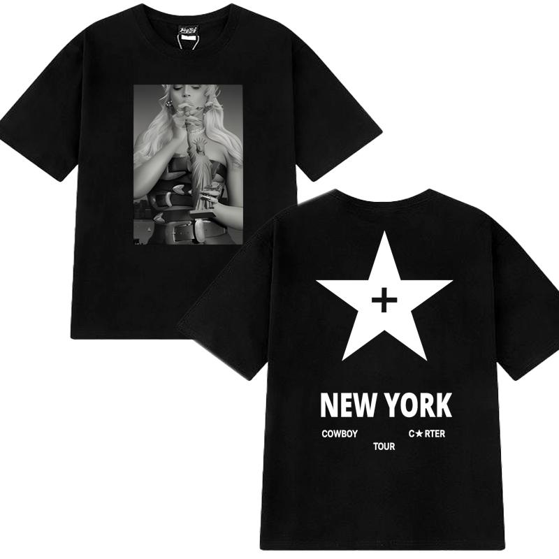 Новая футболка Beyoncé London Tour 2025 Cowboy Carter с двусторонним принтом Унисекс винтажные футболки с коротким рукавом Унисекс женские хлопковые топы