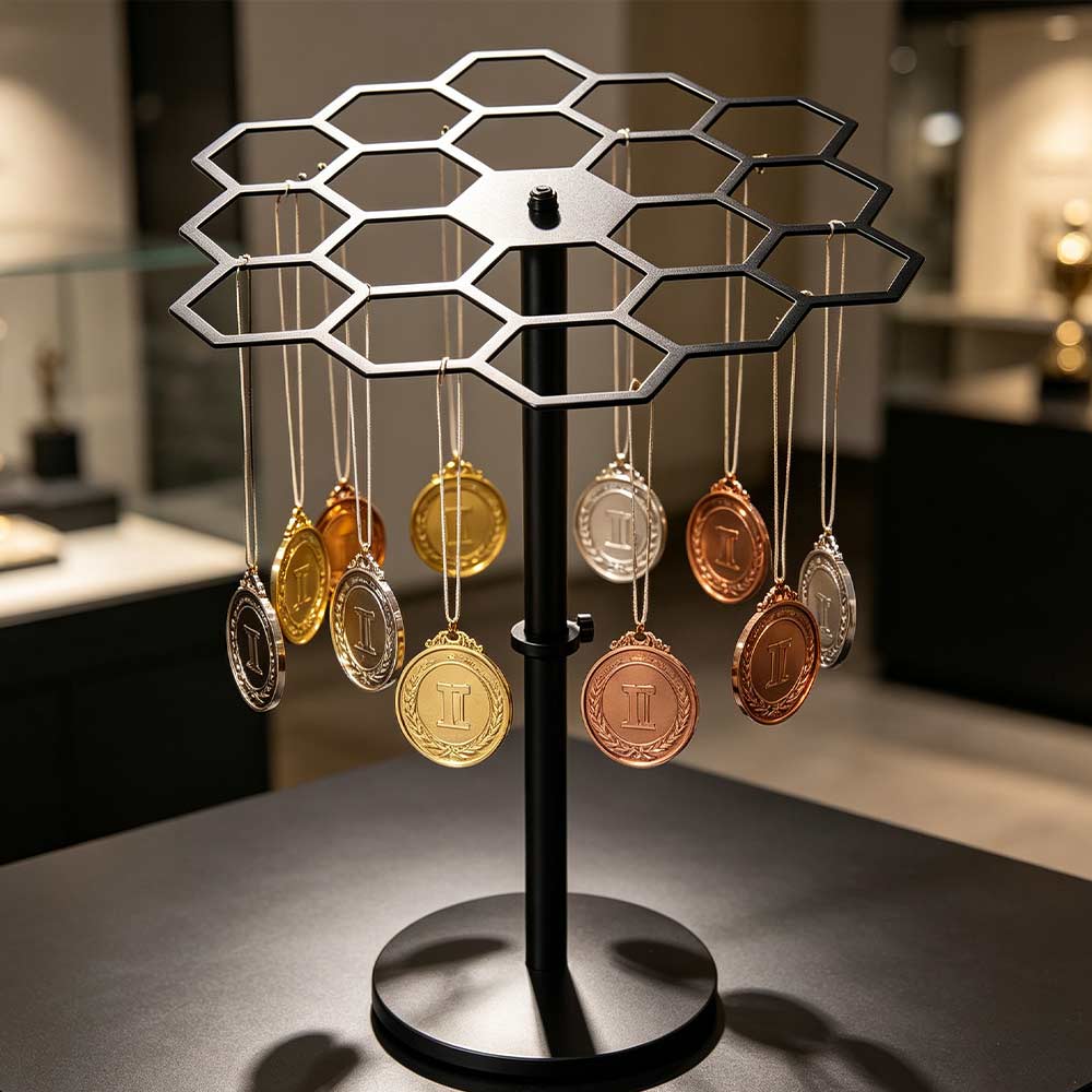 Multi-purpose Rotatable Medal Hanging Rack Multifunctional Medal Organizer Shelf Household
