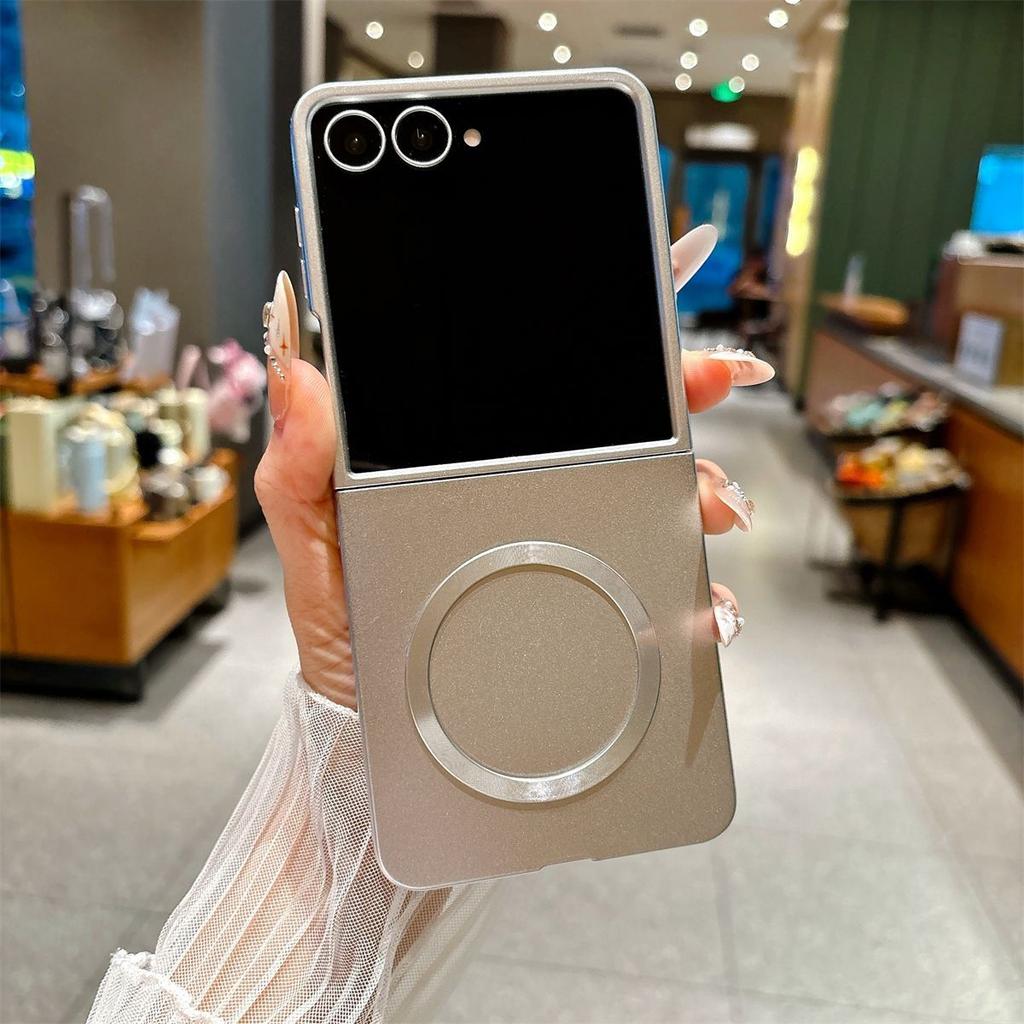Luxury Metallic Silver Paint Frameless Magnetic PC Case for Samsung Galaxy Z Fold 8 Ultra 8 Z Flip 8 Thin Slim Shockproof Cover