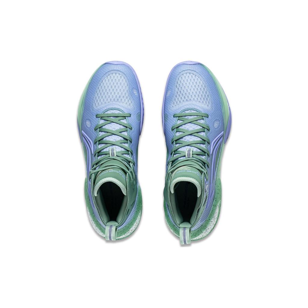 Li Ning YuShuai 17 Текстиль, Искусственная Кожа Износостойкие Средние Баскетбольные Кроссовки Мужские Фиолетово-Циановые ABAT043-8
