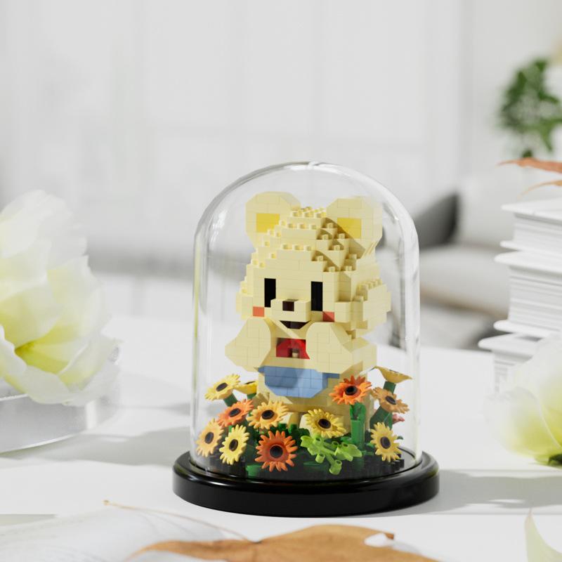 Cute Pet Dog/Rabbit/Bear Miniature Model Building Blocks Children Cartoon Animal Building Blocks Educational Toys Children GIF