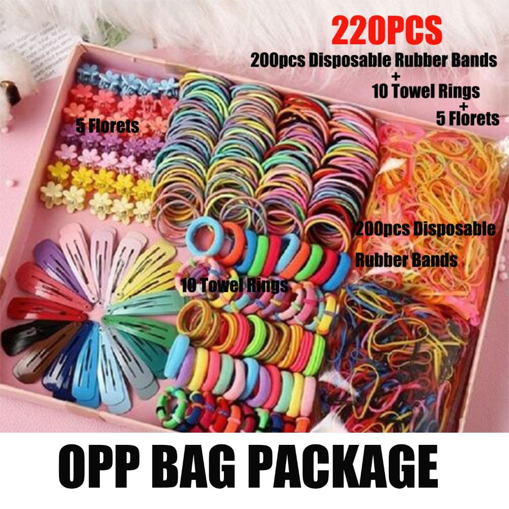 220PCS/Set Candy Color Kids Girls Accessories Gifts Hairpin Hair Clip Hair Rope