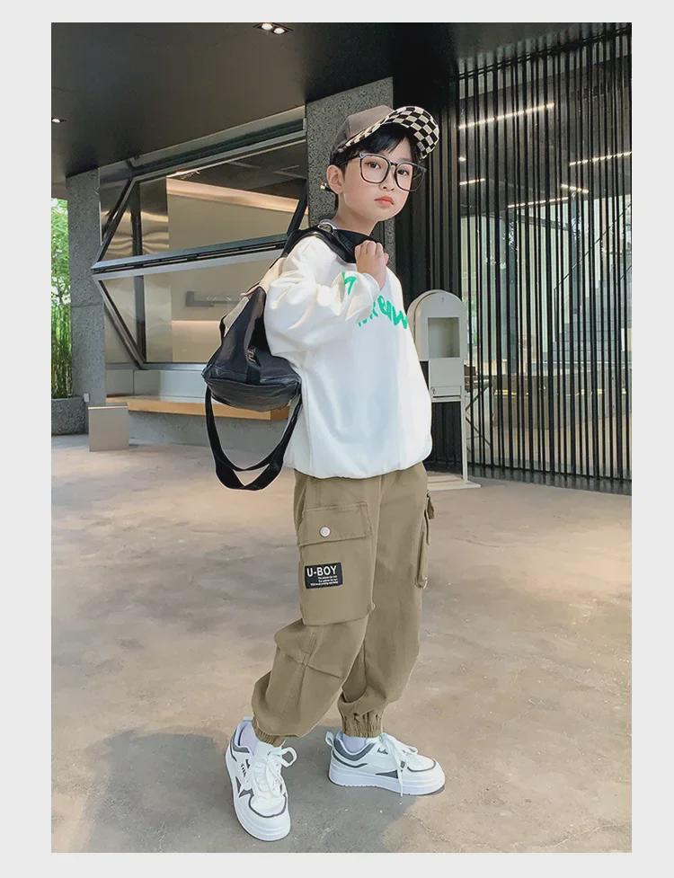 Повседневные брюки из чистого хлопка для мальчиков - Новая коллекция осень-зима 2023 года с бархатом - Для детей и подростков