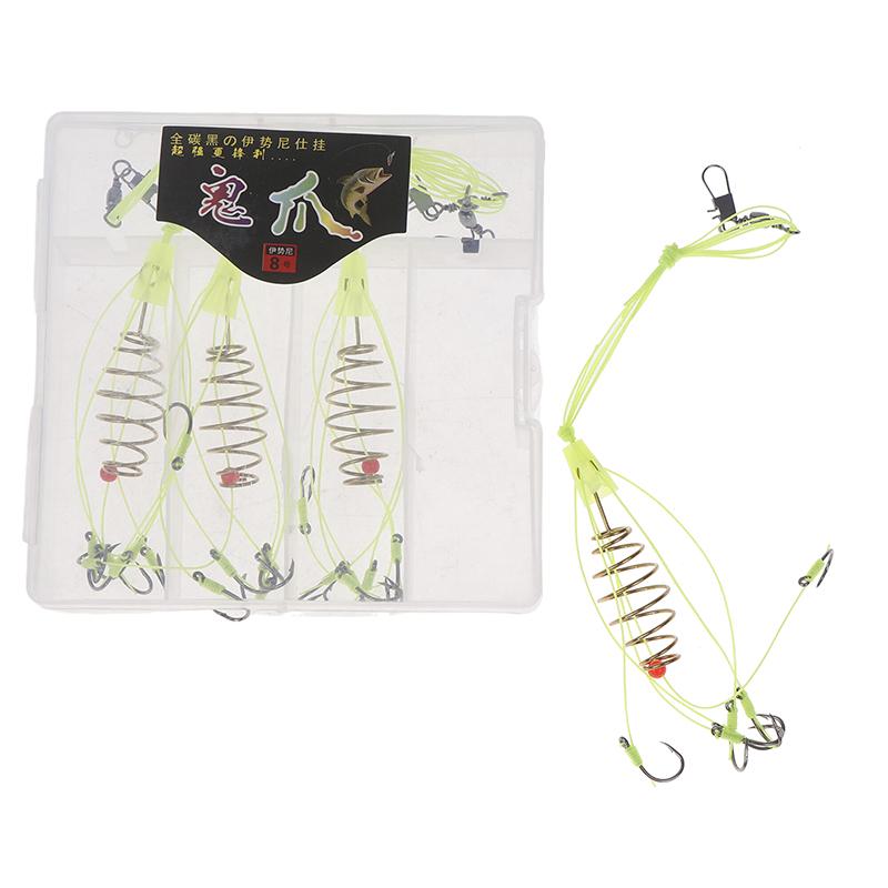 4 шт./набор 6-острых крючков Рыболовная приманка Ловушка Кормушка Клетка с пружинами из нержавеющей стали Взрывной рыболовный крючок для улучшения улова