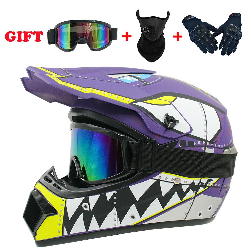 24 стиля, мужской шлем для мотокросса, профессиональные внедорожные мотоциклетные шлемы, велосипедный полный шлем, одобренный DOT, 1 + 3 шт.