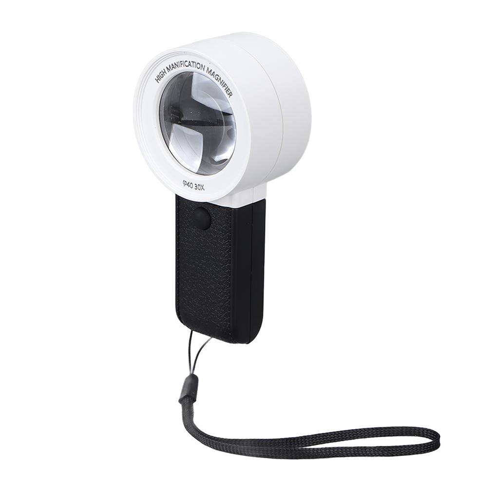 Подсвеченное увеличительное стекло, ручное, 30-кратное увеличение, 3 светодиода, 1 УФ-лампа, многофункциональный карман