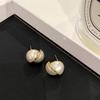 Misplaced Pearl Stud Earrings French Retro Temperament Earrings Version New Fashion Light Luxury High-End Earrings