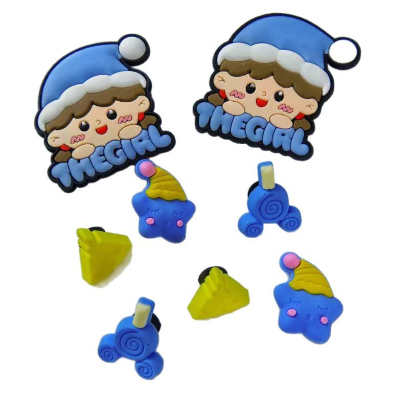 Versatile Cute Cartoon Girl Shoe and Phone Decorations - DIY Removable Flower Uppers