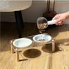 Single/Double Bowl Raised Cat Feeder Protect Cervical Spine Cat Drinking Feeding Bowl  Dog
