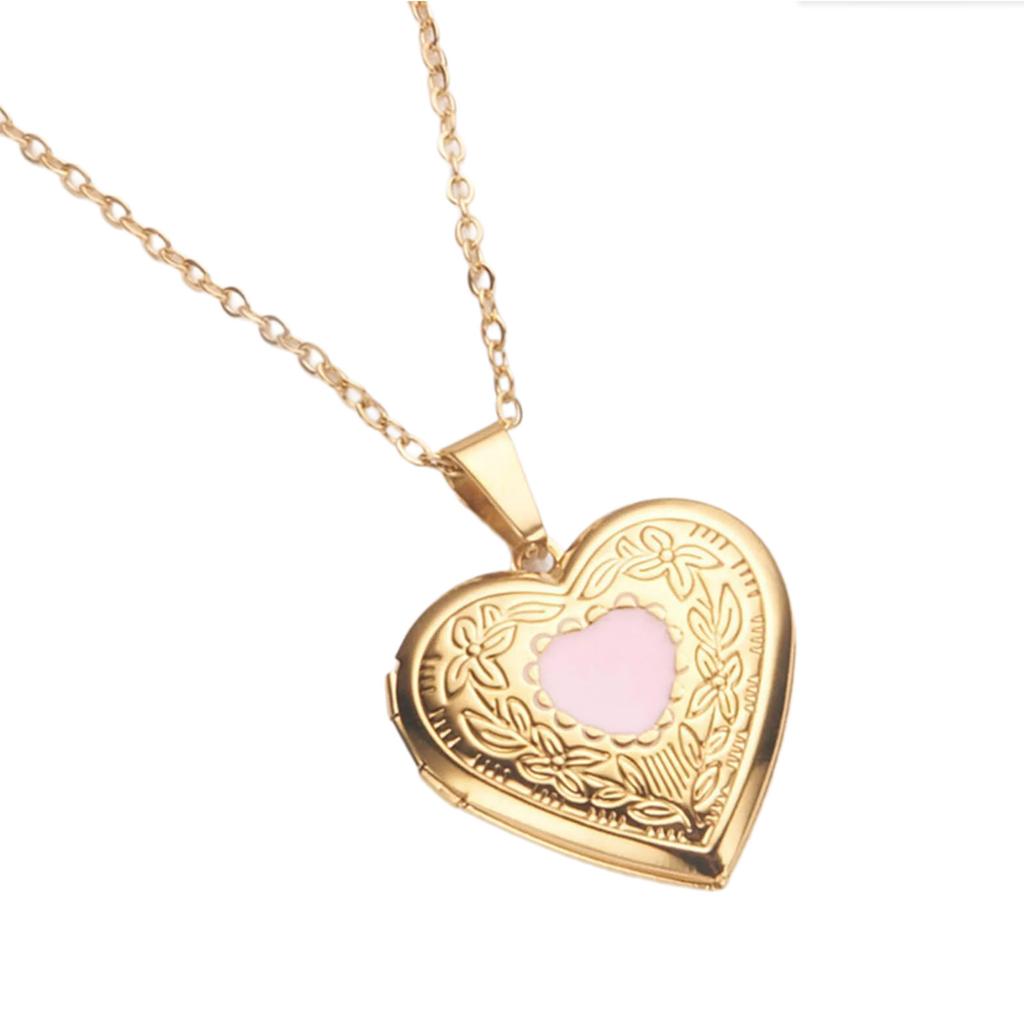 Stylish Pendant Necklace Heart Shaped Locket Collarbone Chain Adjustable Length Choker Fashionable Jewelry for Dates
