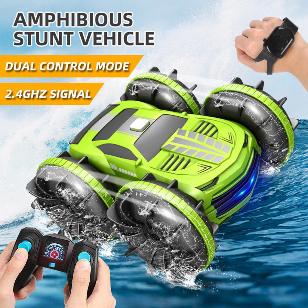 RC Stunt Car Doublesided Car Amphibious RC Car for Kids 2 In 1 RC Boat 2.4GHz 360 Degrees Rotate All