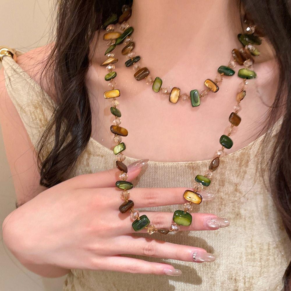 Искусственный стеклянный камень Тигровый глаз Ожерелье Круглая цепочка Чокер Новые ювелирные аксессуары для женщин