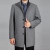 Мужское шерстяное пальто, осенне-зимняя шерстяная длинная куртка, мужское шерстяное пальто, кашемировое полупальто с воротником-стойкой