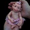 7" Micro Preemie Full Body Silicone Monkey Baby Doll Lux Lifelike Mini Reborn Doll Surprice Children Anti-Stress, Feel Real(Girl)