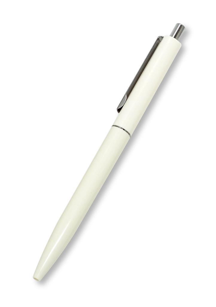 Blue leather pen case and business card set of metal touch silver pen and ballpoint pen white holder, knock-style (since 1970),