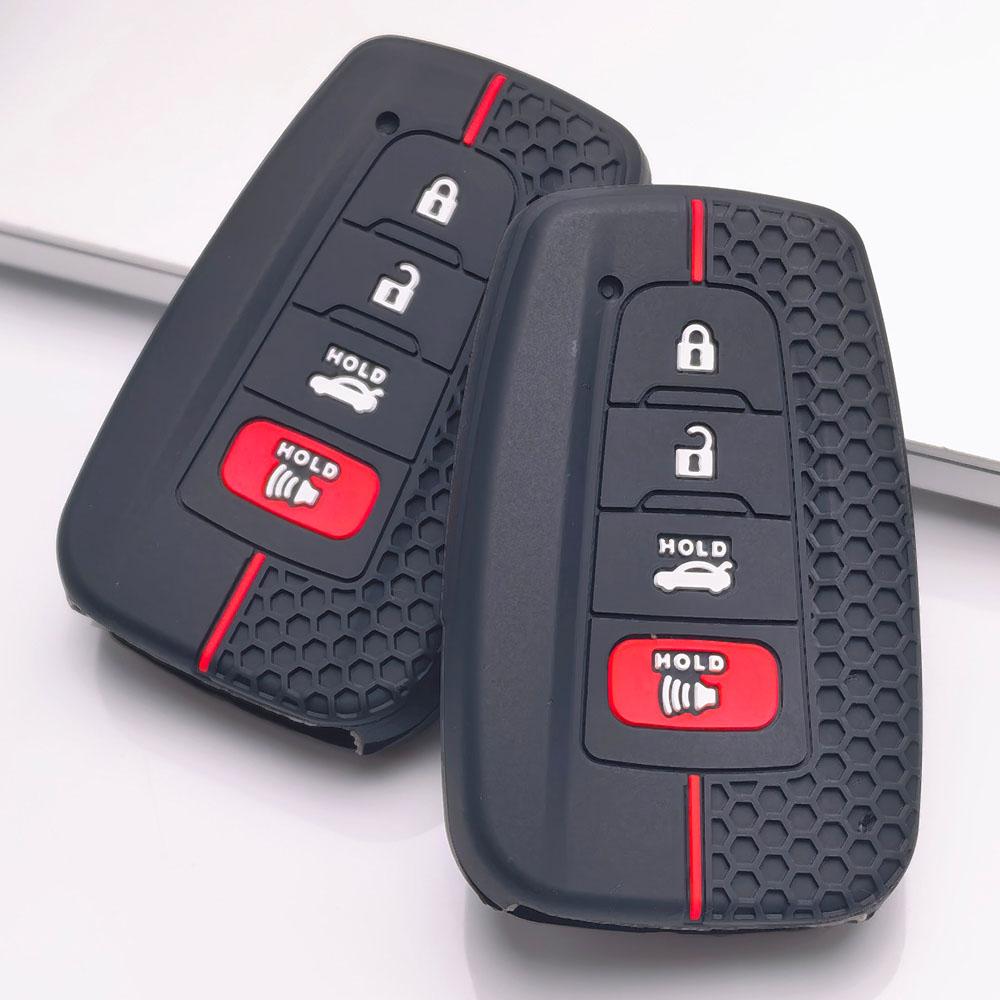 Силиконовый чехол для брелока, совместимый с Toyota Camry RAV4 Highlander Corolla Avalon C-HR Prius 4 кнопки, подходит для моделей Toyota Camry RAV4 Corolla Prius