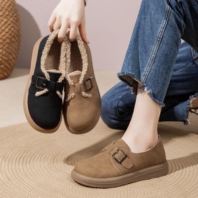 Осенне-зимняя обувь больших размеров, обувь на толстой подошве, теплая женская обувь и хлопковая обувь с плюшевой подкладкой