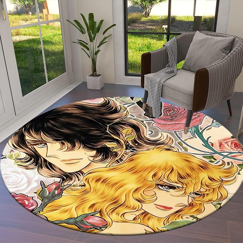 Круглый ковер Versailles Rose Love Аниме Мультфильм, Ковер для гостиной спальни дивана игровой комнаты, Нескользящий коврик для пола Q0048