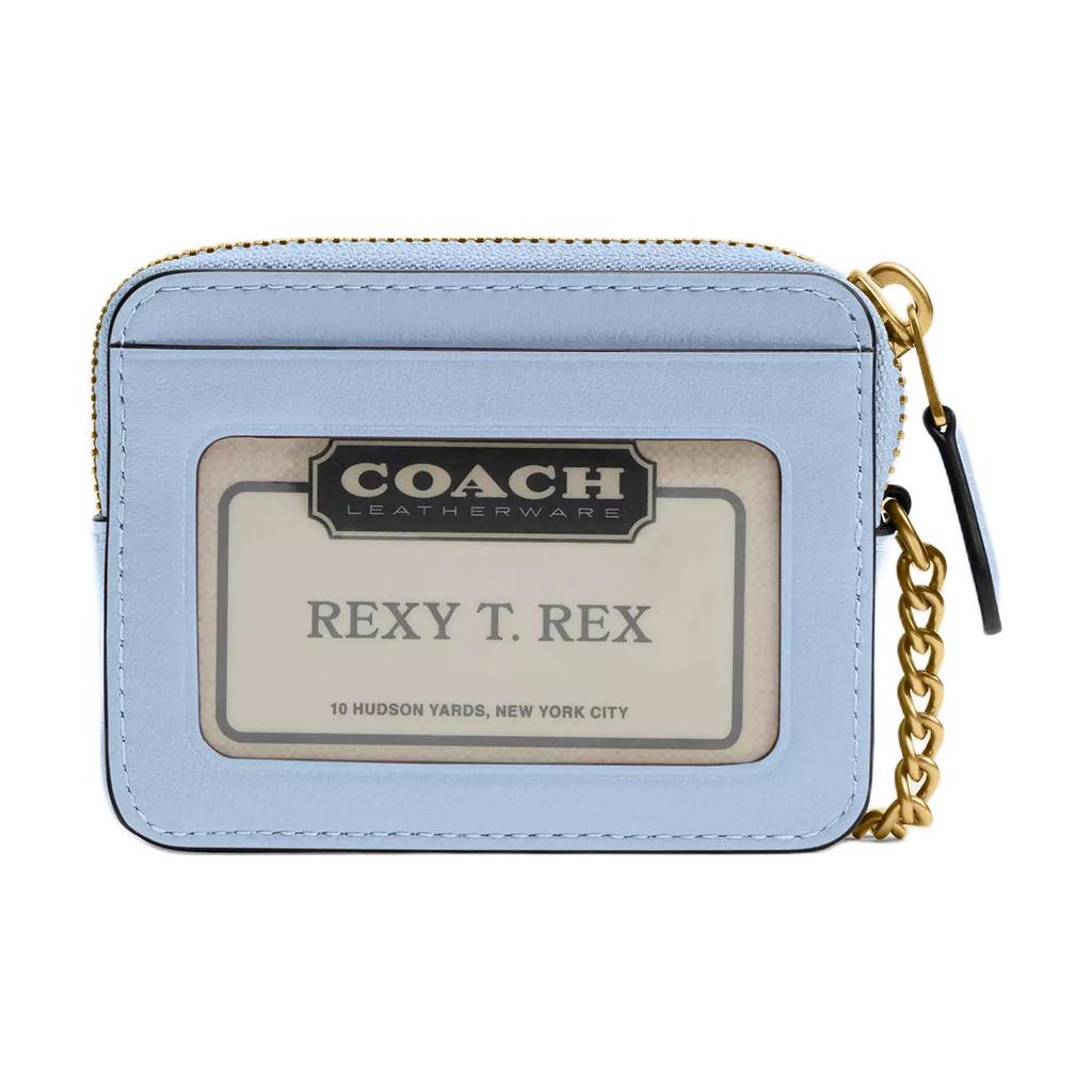 COACH EssentialChain Calfskin Card Holder Womens Light Blue