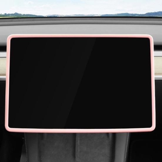 Car Navigation Screen Silicone Frame for Tesla Model 3/Y Perfect Fit Center Console Display Screen Protector Cover Car Interior Accessories