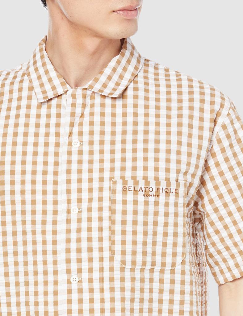 Gelato Pique Homme Gingham Check Shirt PMFT222907 BEG M Men's