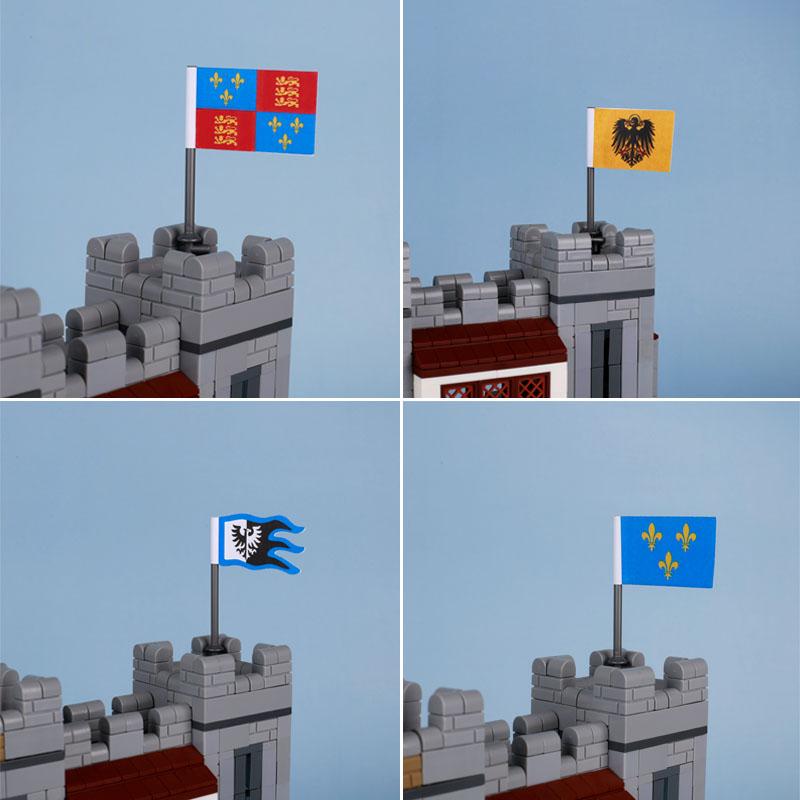 Средневековые военные флаги, серия «Военный замок», рыцарь, солдат, воин, аксессуары, строительные блоки, Древний Священный Рим, кирпичики, игрушки, подарки.
