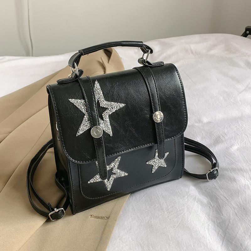 Stylish Casual Retro Large Capacity Backpack 2024 Summer Minimalist Design In Black Silver Cream