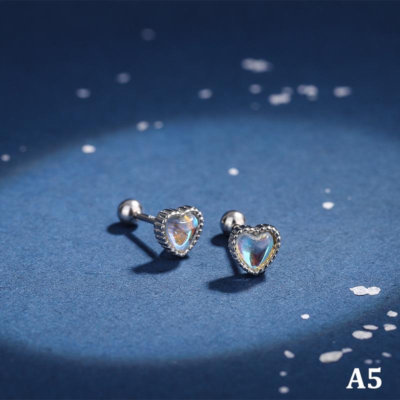 1 пара сережек-гвоздиков, серьги-гвоздики из нержавеющей стали, спиральные серьги для женщин и девушек, серебряное покрытие, звезда, сердце, украшения для ушей