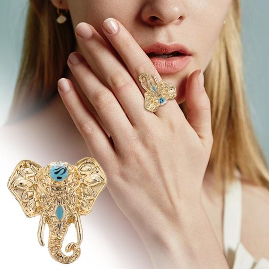 Кольцо унисекс в форме слона, преувеличенное богемное ретро-искусственное бирюзовое кольцо на палец из гладкого сплава, вечерние клубные кольца на суставы пальцев, ювелирные изделия для взрослых