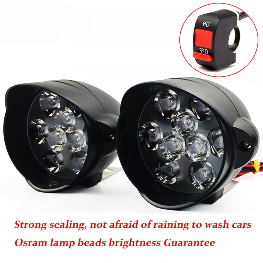 2 шт. Универсальная светодиодная фара для мотоцикла, лампа, мотоциклетная фара, противотуманные фары, точечный свет, 18 светодиодов, рабочий прожектор 30 Вт 3000 лм