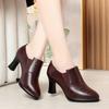 Fashion Comfortable Deep Mouth Block High Heels Shoes with Fur 2024 Fall Winter Elegant Platform Pumps For Office Mom Short Boots
