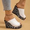 Fashion Fish Mouth Leopard Fashion Casual Wedge Heel Slippers for Women's 2025 Summer New Open Toes Breathable Comfortable Beach Sandals