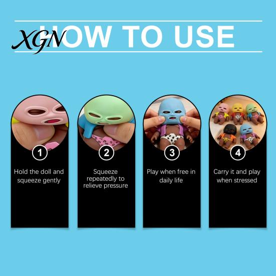 Soft Relaxation Stress Ball Babies Relief Toy with Face Guard Coat Underwear Slow Rising Anxiety Relaxing Hand Relieving Baby Squeeze Fidget